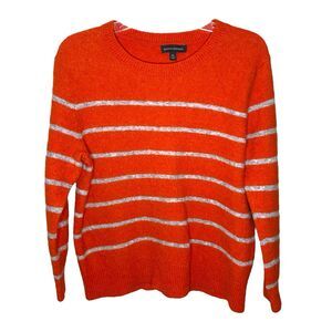 Banana Republic Merino Extra Fine Wool Alpaca Orange Striped Sweater Size XL